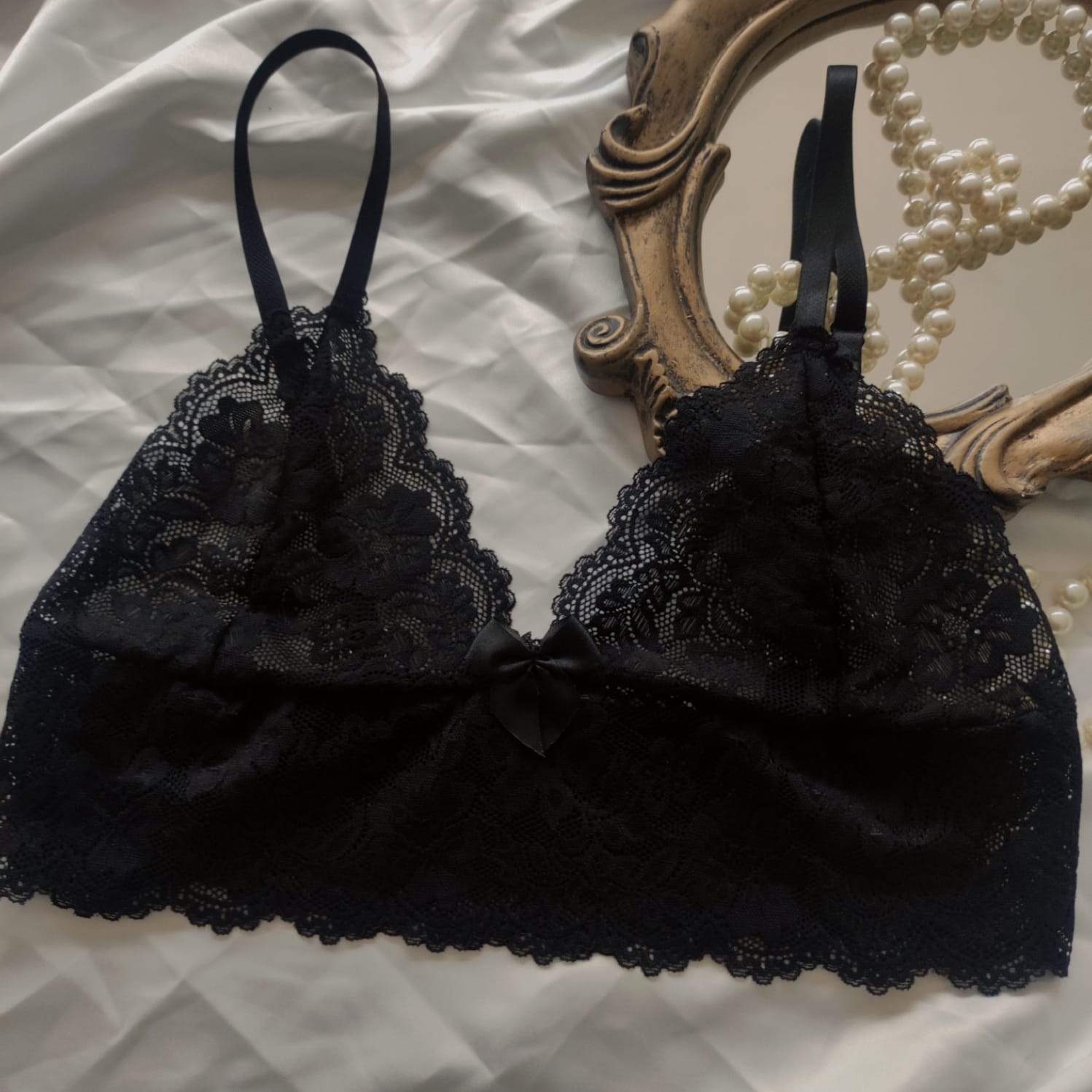 Bralette rendado preto